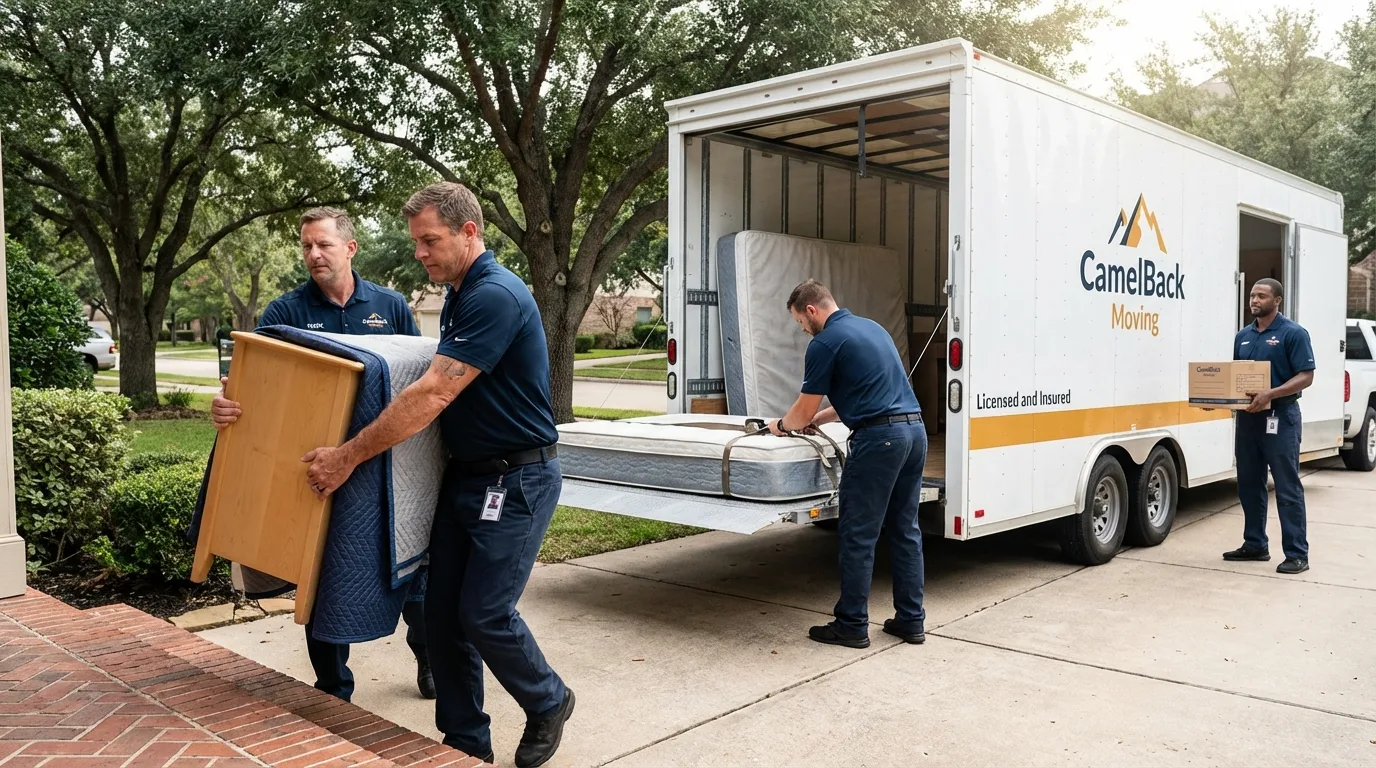 Crew loading residential truck for cross-state move from Rocky Mount, NC